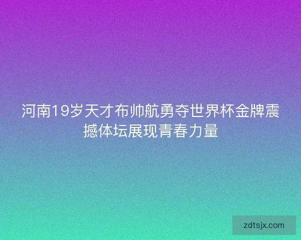 河南19岁天才布帅航勇夺世界杯金牌震撼体坛展现青春力量