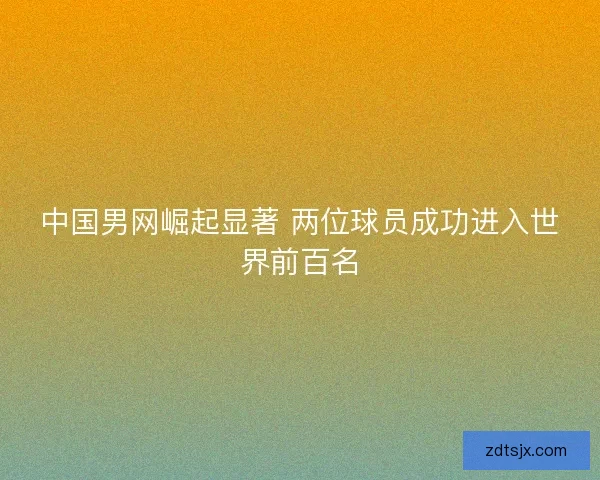 中国男网崛起显著 两位球员成功进入世界前百名